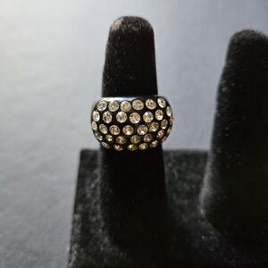 Black Acrylic Ring with Diamonds